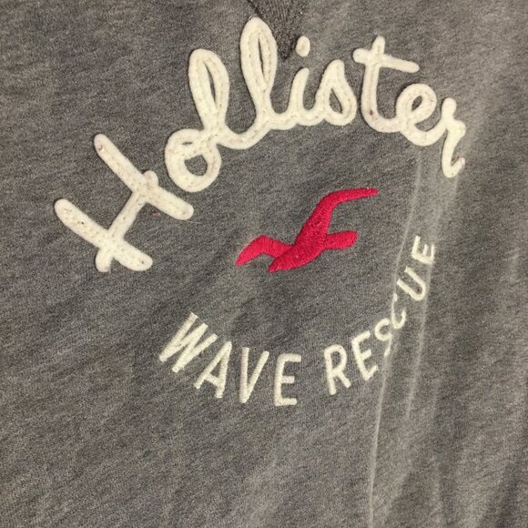 Hollister Sweatshirt Med Womans 40" Grey Pink Logo Bird Chest 40" Length 22" - Picture 3 of 6